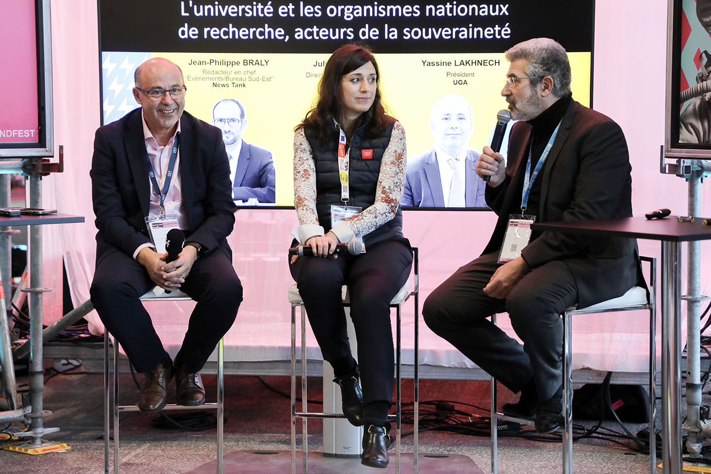 L’agora « Chercher, former, innover : les trois piliers de la souveraineté » a notamment réuni Julie Galland, directrice de la recherche technologique du CEA, Bruno Sportisse, PDG d’Inria, et Yassine Lakhnech, président de l’UGA.