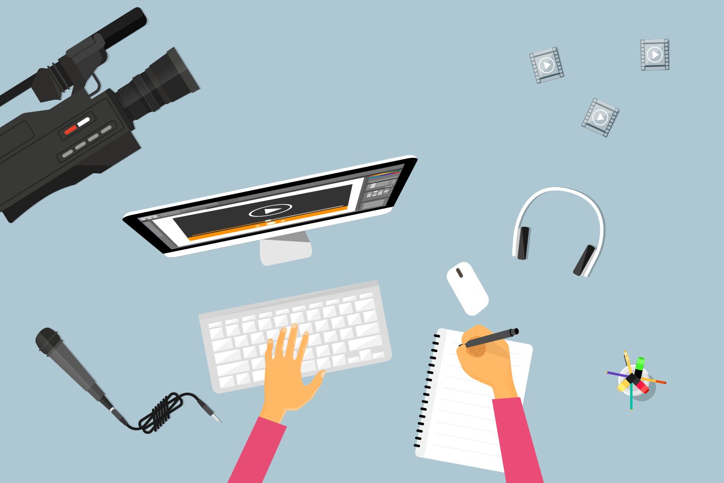 Visuel représentant l'univers de l'offre de formation en audiovisuel de la Direction d'Appui à la Pédagogie et à l'Innovation, DAPI