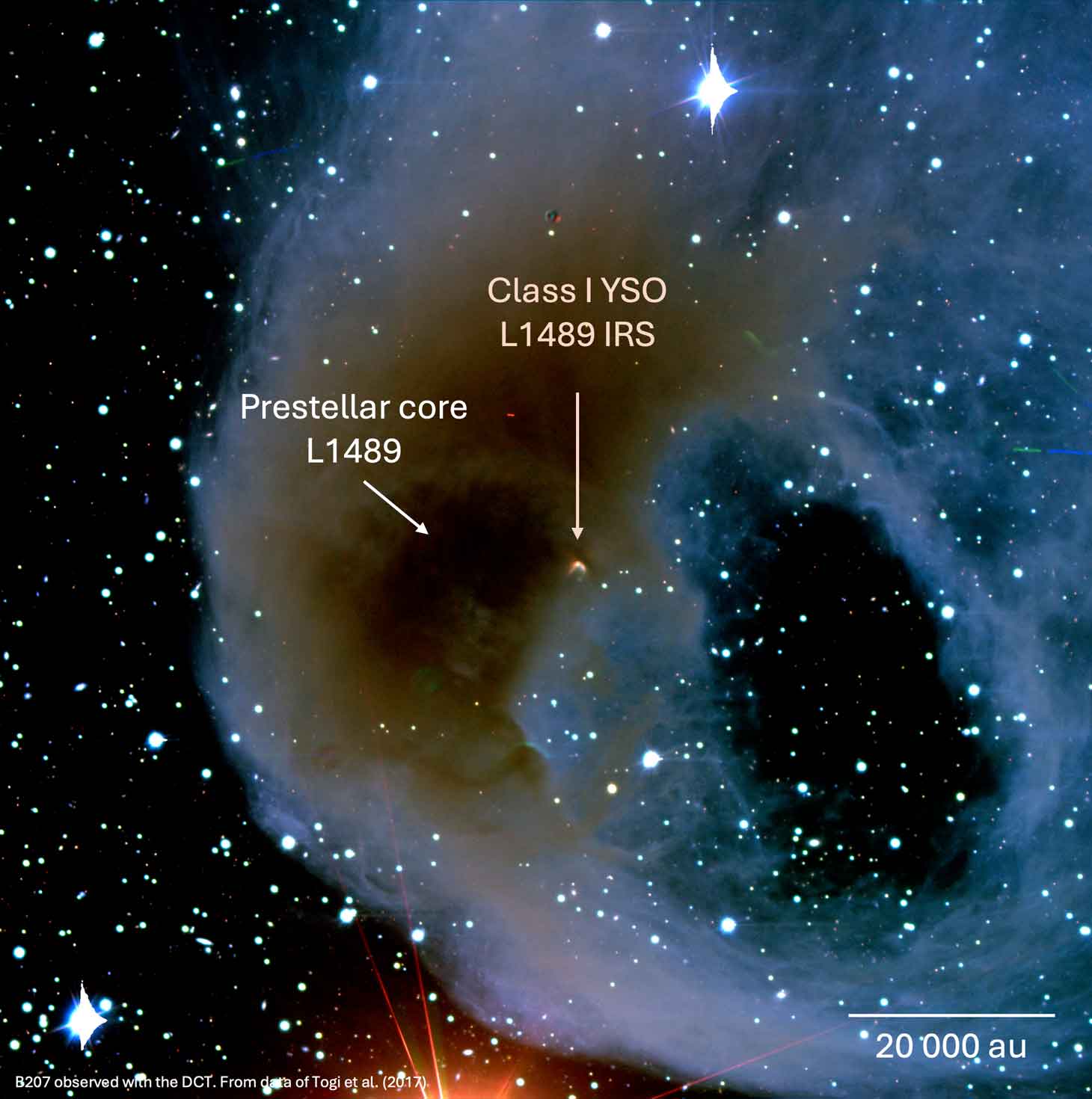 Image trichromique de Barnard 207, le nuage moléculaire parent de L1489 IRS. 