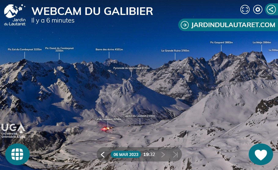 webcam du jardin du Lautaret sur les crêtes du Galibier