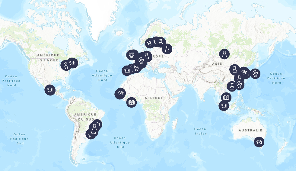 Carte des laboratoires internationaux