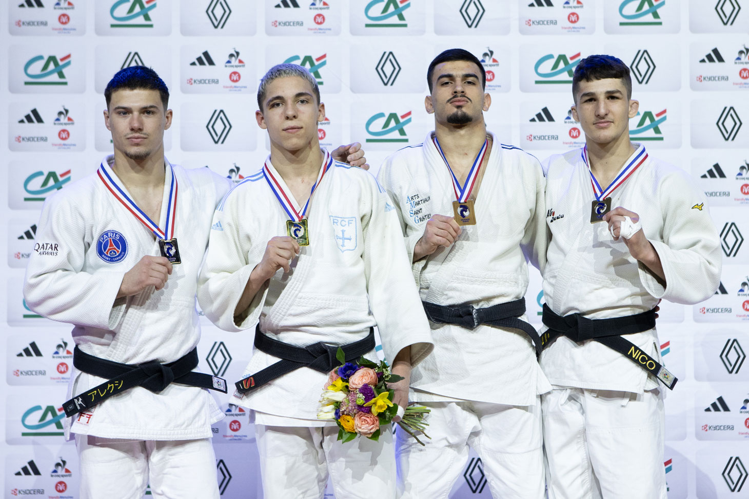 Colin Chansseaume (à droite) sur le podium du championnat de France juniors de 1ère division © France Judo - P. Rabouin