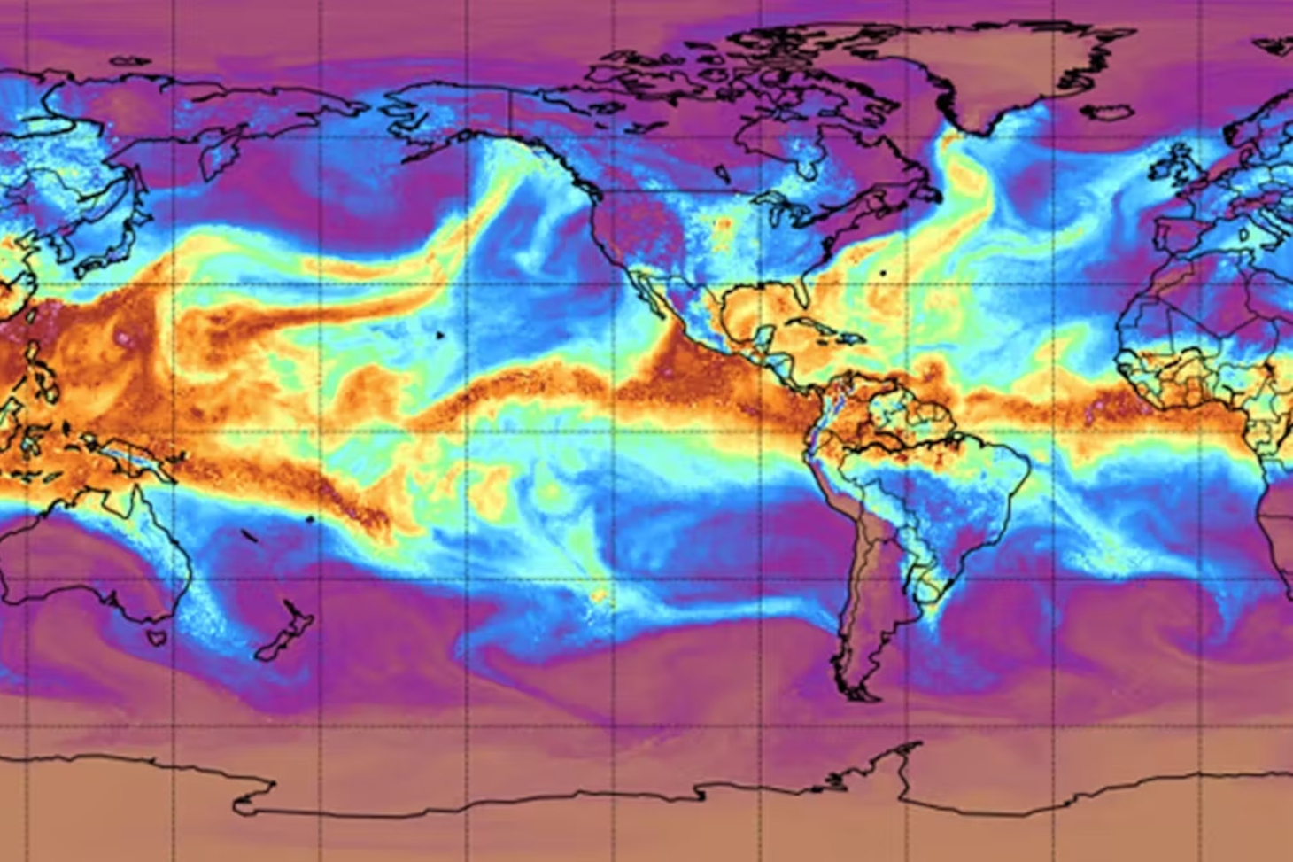 Carte mondiale de l'eau pouvant produire des précipitations le 24 juin 2021. Ruping Mo, Hai Lin and Frédéric Vitart, Commun Earth Environ., CC BY