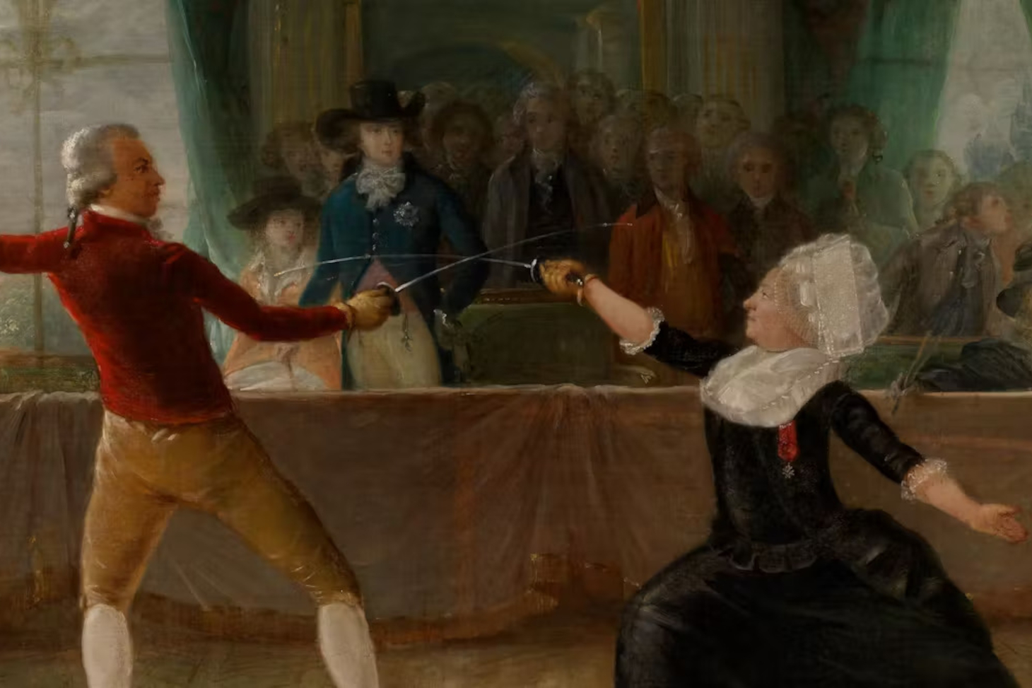 Alexandre-Auguste Robineau, Assaut d'armes entre les chevaliers de Saint-George et d'Éon, 1787-1789. Londres, Royal collection Trust, His Majesty King Charles III, 2024.
