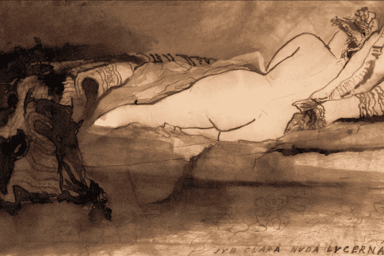  Sub clara nuda lucerna (Nue sous la clarté d’une lampe, 1861), d’après un poème d’Horace, dessin de Victor Hugo. Maison de Victor-Hugo, Hauteville House (Guernesey). 