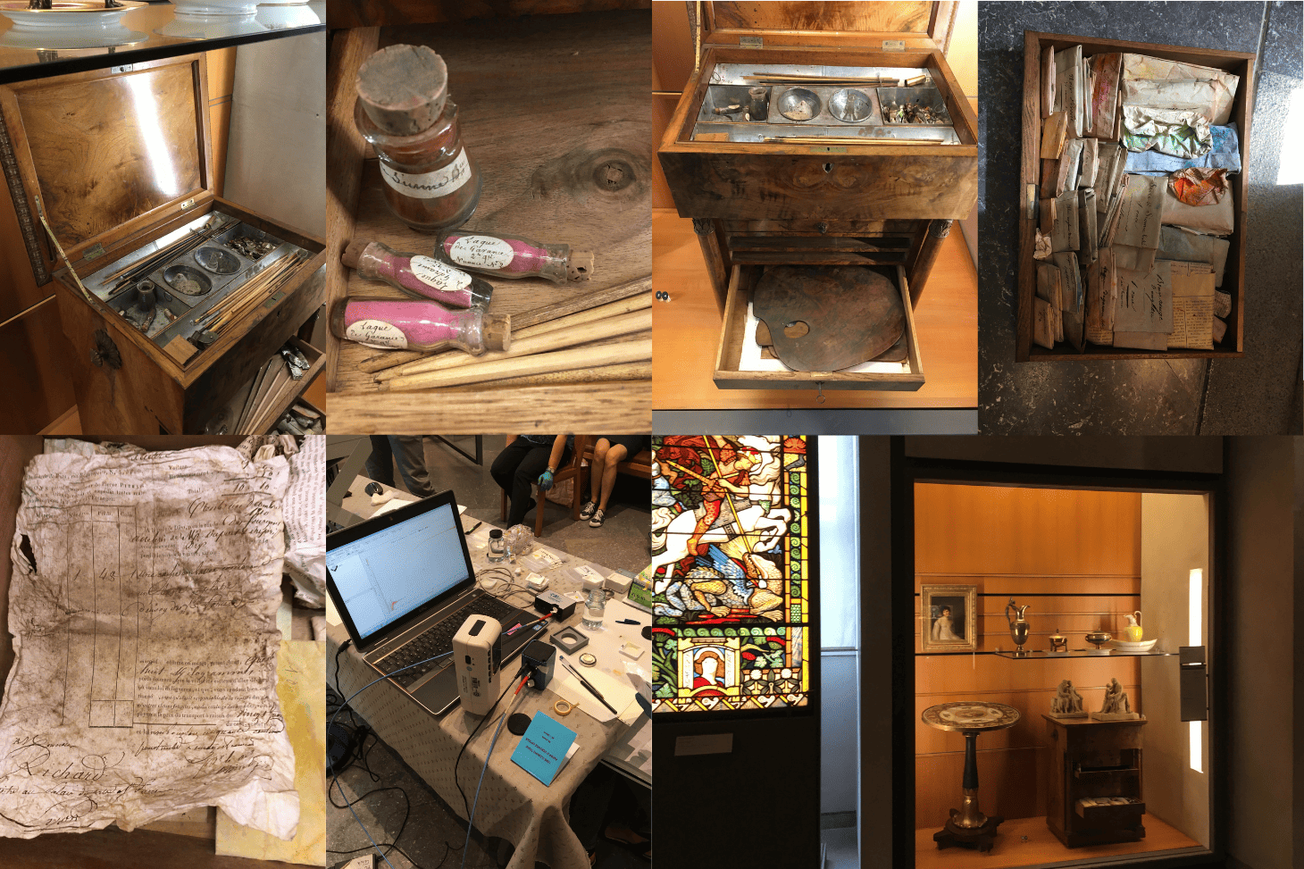 Photos du meuble à peinture et des matériaux retrouvés 