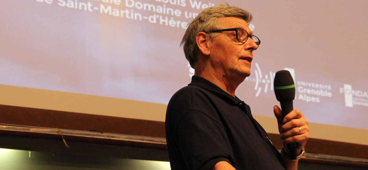 "Un scientifique dans l'espace". Jean-Jacques Favier lors de sa conférence à l’amphi Weil en 2016.