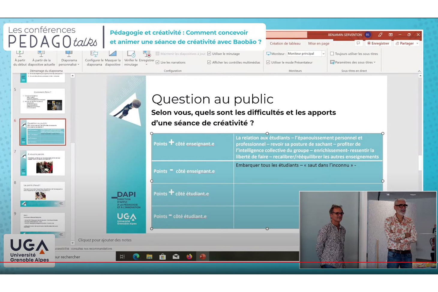 Les enseignants questionnent le public des conférences Pédagotalks organisée par la DAPI