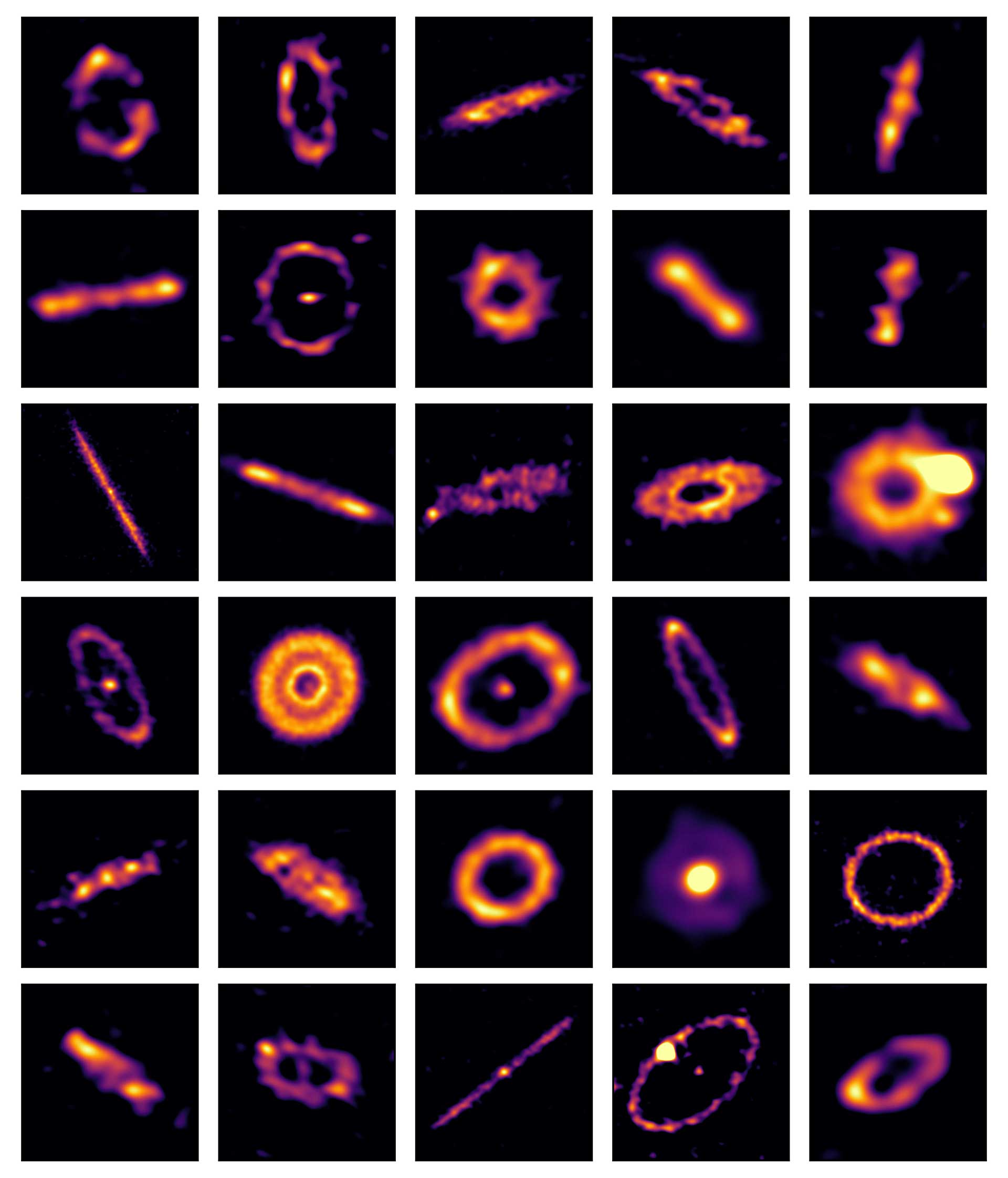 Zoom sur quelques systèmes, illustrant la diversité des structures observées.