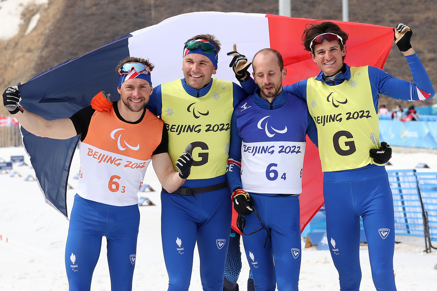 Brice Ottonello et Alexandre Pouyé ont guidé Benjamin Daviet et Anthony Chalençon vers le titre de vice-champion paralympique du relais de ski de fond © Grégory Picout - CPSF