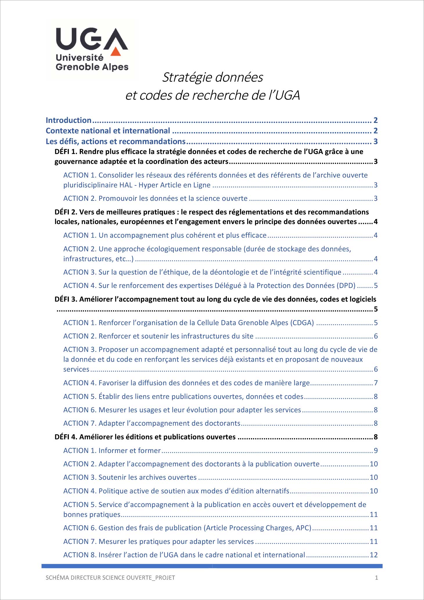 Couverture du schéma directeur stratégie données et codes de recherche