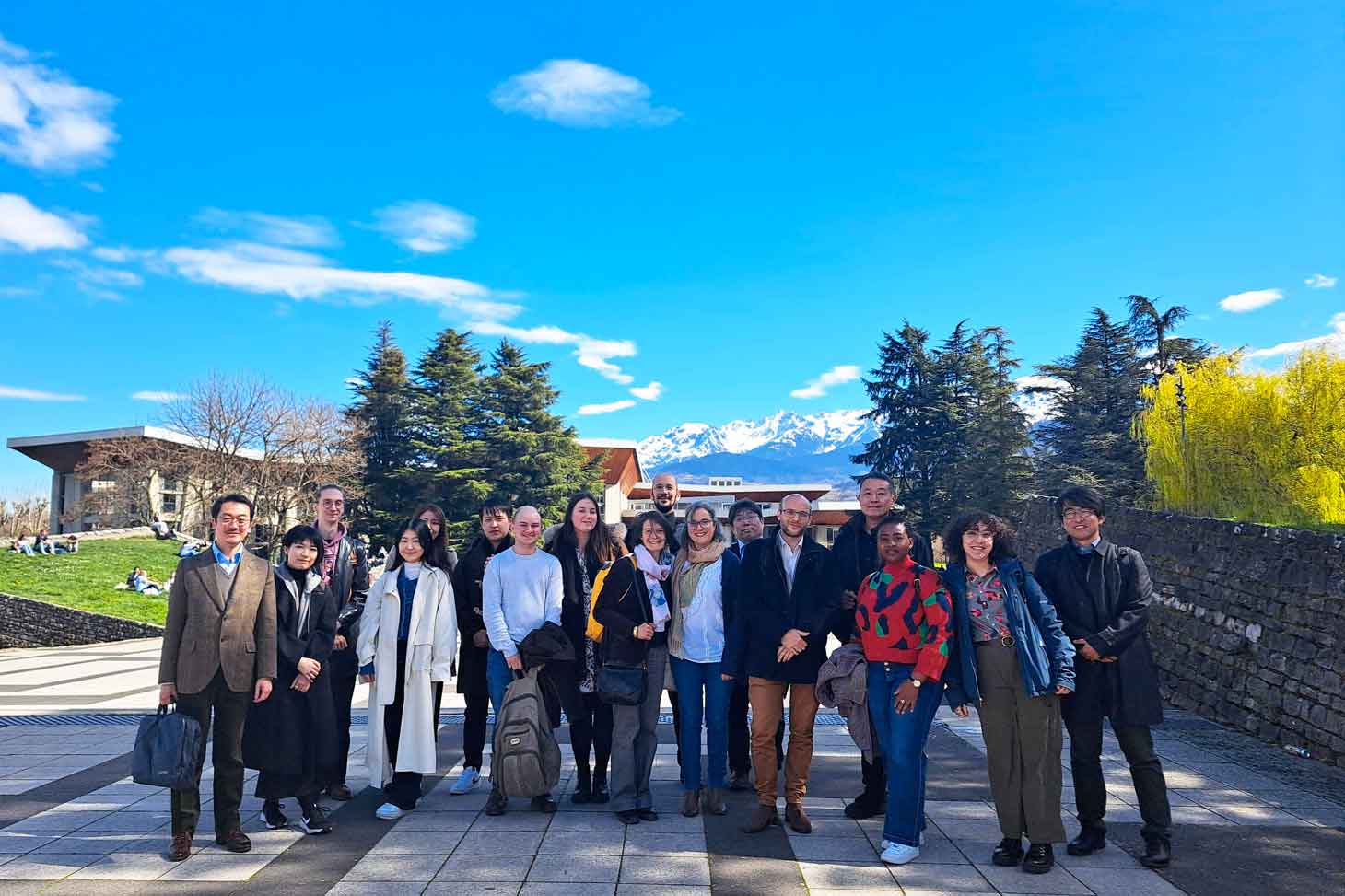 Participants in the second Thematic School on the central square of the Saint-Martin-d'Hères Campus of the Université Grenoble Alpes
