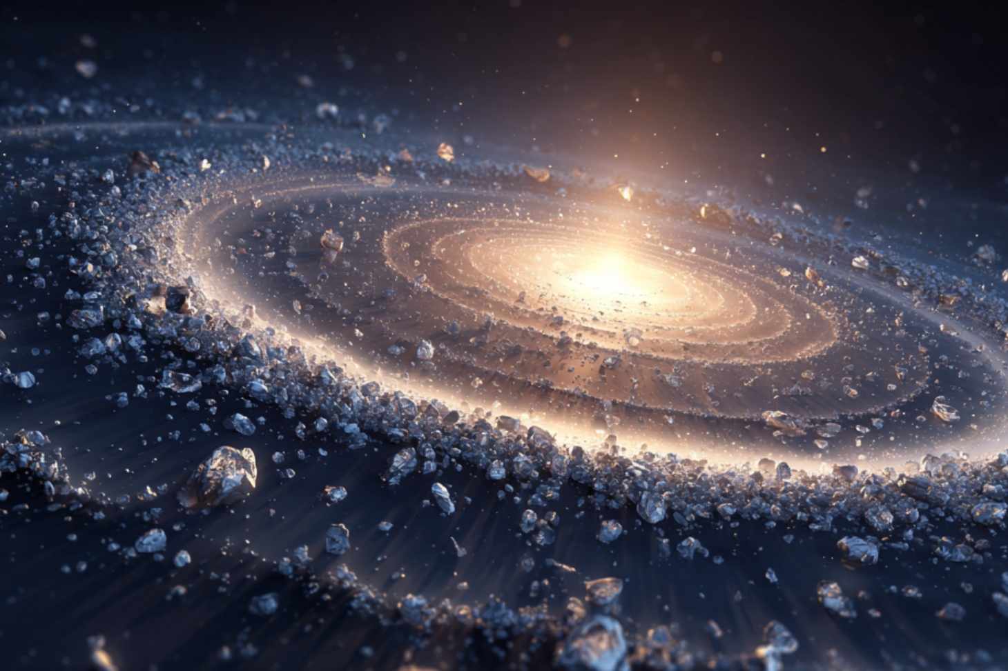La Terre s’est formée par l’agglomération de petits grains de poussière dans le disque de matière qui entourait le jeune Soleil, appelé Nébuleuse Proto Planétaire. Ces grains étaient enveloppés de glace d’eau, dont une partie est restée emprisonnée dans l