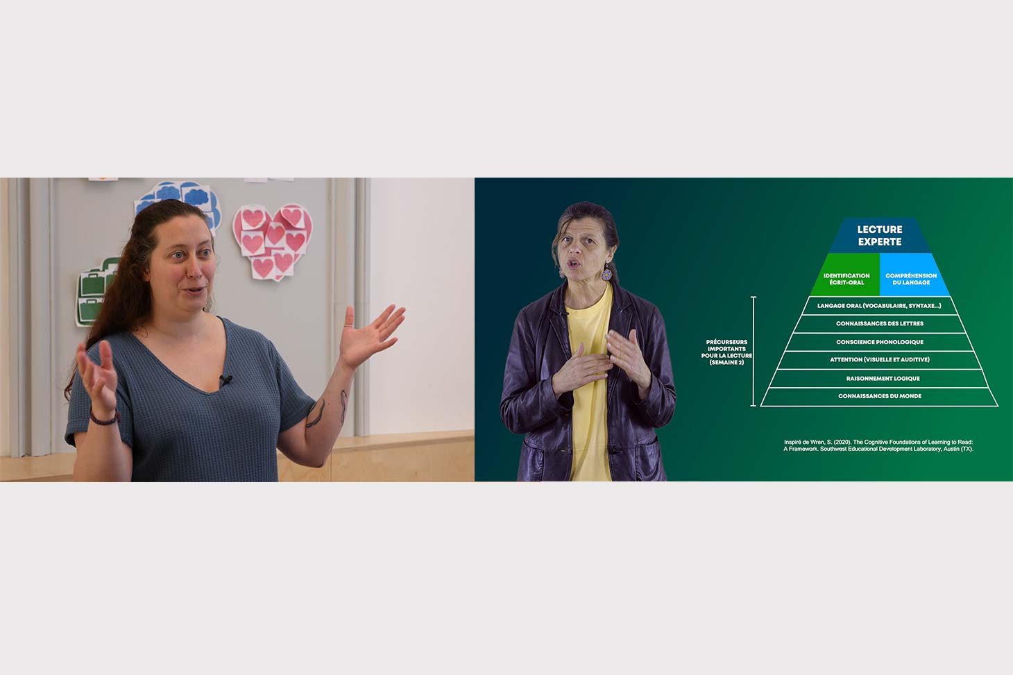 Captures d'écran de 2 vidéos de MOOC avec incrustation sur fond vert, et d'une vidéo d'interviews lors d'un tournage à l'exterieur